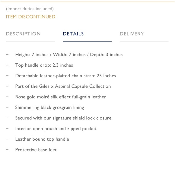 Giles x Aspinal Mini Hat Box Rose Gold Moire Print discontinued - Picture 15 of 17